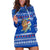Comoros Christmas Hoodie Dress with Santa Turtle Gifts Snowflakes and Ocean Blue Holiday Pattern - Wonder Print Shop