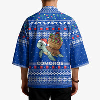 Comoros Christmas Kimono with Santa Turtle Gifts Snowflakes and Ocean Blue Holiday Pattern - Wonder Print Shop
