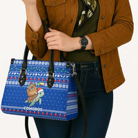 Comoros Christmas Leather Bag with Santa Turtle Gifts Snowflakes and Ocean Blue Holiday Pattern - Wonder Print Shop