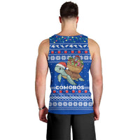 Comoros Christmas Men Tank Top with Santa Turtle Gifts Snowflakes and Ocean Blue Holiday Pattern - Wonder Print Shop