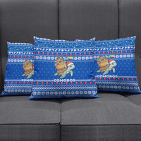 Comoros Christmas Pillow Cover with Santa Turtle Gifts Snowflakes and Ocean Blue Holiday Pattern - Wonder Print Shop
