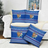 Comoros Christmas Pillow Cover with Santa Turtle Gifts Snowflakes and Ocean Blue Holiday Pattern - Wonder Print Shop