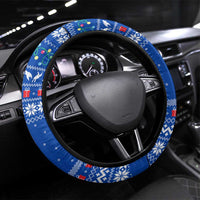 Comoros Christmas Steering Wheel Cover with Santa Turtle Gifts Snowflakes and Ocean Blue Holiday Pattern - Wonder Print Shop