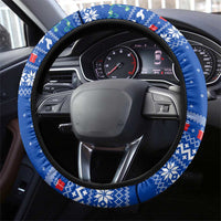 Comoros Christmas Steering Wheel Cover with Santa Turtle Gifts Snowflakes and Ocean Blue Holiday Pattern - Wonder Print Shop