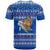 Comoros Christmas T Shirt with Santa Turtle Gifts Snowflakes and Ocean Blue Holiday Pattern - Wonder Print Shop