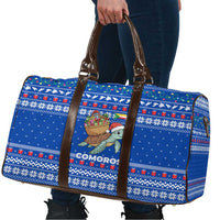 Comoros Christmas Travel Bag with Santa Turtle Gifts Snowflakes and Ocean Blue Holiday Pattern - Wonder Print Shop