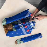 Comoros Christmas Umbrella with Santa Turtle Gifts Snowflakes and Ocean Blue Holiday Pattern - Wonder Print Shop