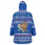 Comoros Christmas Wearable Blanket Hoodie with Santa Turtle Gifts Snowflakes and Ocean Blue Holiday Pattern - Wonder Print Shop
