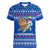 Comoros Christmas Women V-Neck T-Shirt with Santa Turtle Gifts Snowflakes and Ocean Blue Holiday Pattern - Wonder Print Shop