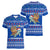 Comoros Christmas Women V-Neck T-Shirt with Santa Turtle Gifts Snowflakes and Ocean Blue Holiday Pattern - Wonder Print Shop
