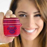 Nepal Christmas AirPods Case with Red-Blue Design, National Emblem, and Snowflake Motif - Wonder Print Shop