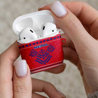 Nepal Christmas AirPods Case with Red-Blue Design, National Emblem, and Snowflake Motif - Wonder Print Shop