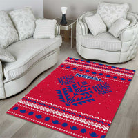 Nepal Christmas Area Rug with Red-Blue Design, National Emblem, and Snowflake Motif - Wonder Print Shop