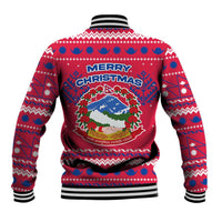 Nepal Christmas Baseball Jacket with Red-Blue Design, National Emblem, and Snowflake Motif - Wonder Print Shop