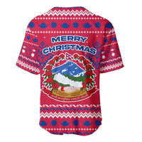 Nepal Christmas Baseball Jersey with Red-Blue Design, National Emblem, and Snowflake Motif - Wonder Print Shop