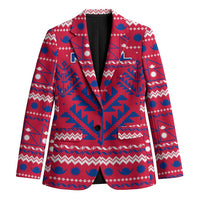 Nepal Christmas Blazer with Red-Blue Design, National Emblem, and Snowflake Motif - Wonder Print Shop
