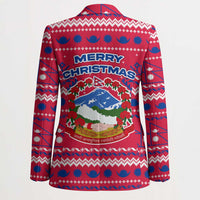 Nepal Christmas Blazer with Red-Blue Design, National Emblem, and Snowflake Motif - Wonder Print Shop