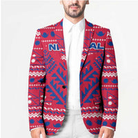 Nepal Christmas Blazer with Red-Blue Design, National Emblem, and Snowflake Motif - Wonder Print Shop
