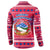 Nepal Christmas Button Sweatshirt with Red-Blue Design, National Emblem, and Snowflake Motif - Wonder Print Shop