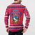 Nepal Christmas Button Sweatshirt with Red-Blue Design, National Emblem, and Snowflake Motif - Wonder Print Shop