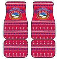 Nepal Christmas Car Mats with Red-Blue Design, National Emblem, and Snowflake Motif - Wonder Print Shop