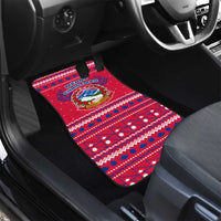 Nepal Christmas Car Mats with Red-Blue Design, National Emblem, and Snowflake Motif - Wonder Print Shop