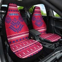 Nepal Christmas Car Seat Cover with Red-Blue Design, National Emblem, and Snowflake Motif - Wonder Print Shop