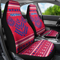 Nepal Christmas Car Seat Cover with Red-Blue Design, National Emblem, and Snowflake Motif - Wonder Print Shop