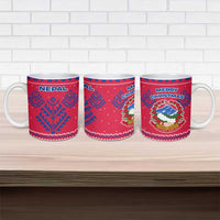 Nepal Christmas Ceramic Mug with Red-Blue Design, National Emblem, and Snowflake Motif - Wonder Print Shop