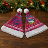 Nepal Christmas Santa Hat with Red-Blue Design, National Emblem, and Snowflake Motif - Wonder Print Shop