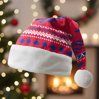Nepal Christmas Santa Hat with Red-Blue Design, National Emblem, and Snowflake Motif - Wonder Print Shop