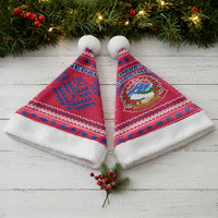 Nepal Christmas Santa Hat with Red-Blue Design, National Emblem, and Snowflake Motif - Wonder Print Shop