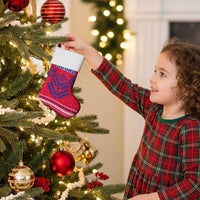 Nepal Christmas Stocking with Red-Blue Design, National Emblem, and Snowflake Motif - Wonder Print Shop