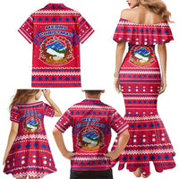 Nepal Christmas Family Matching Mermaid Dress and Hawaiian Shirt with Red-Blue Design, National Emblem, and Snowflake Motif - Wonder Print Shop
