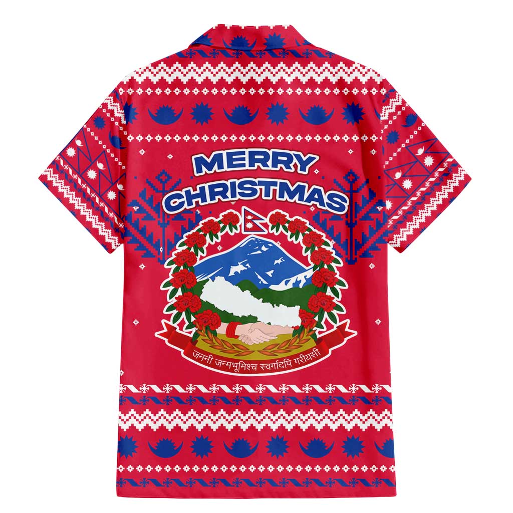 Nepal Christmas Family Matching Mermaid Dress and Hawaiian Shirt with Red-Blue Design, National Emblem, and Snowflake Motif - Wonder Print Shop