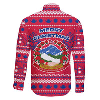 Nepal Christmas Family Matching Off Shoulder Maxi Dress and Hawaiian Shirt with Red-Blue Design, National Emblem, and Snowflake Motif - Wonder Print Shop