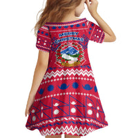 Nepal Christmas Family Matching Short Sleeve Bodycon Dress and Hawaiian Shirt with Red-Blue Design, National Emblem, and Snowflake Motif - Wonder Print Shop