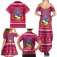 Nepal Christmas Family Matching Summer Maxi Dress and Hawaiian Shirt with Red-Blue Design, National Emblem, and Snowflake Motif - Wonder Print Shop
