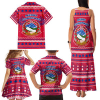 Nepal Christmas Family Matching Tank Maxi Dress and Hawaiian Shirt with Red-Blue Design, National Emblem, and Snowflake Motif - Wonder Print Shop
