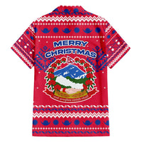 Nepal Christmas Hawaiian Shirt with Red-Blue Design, National Emblem, and Snowflake Motif - Wonder Print Shop