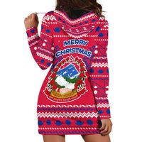 Nepal Christmas Hoodie Dress with Red-Blue Design, National Emblem, and Snowflake Motif - Wonder Print Shop