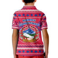 Nepal Christmas Kid Polo Shirt with Red-Blue Design, National Emblem, and Snowflake Motif - Wonder Print Shop