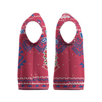 Nepal Christmas Knitted V-Neck Vest with Red-Blue Design, National Emblem, and Snowflake Motif - Wonder Print Shop