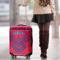 Nepal Christmas Luggage Cover with Red-Blue Design, National Emblem, and Snowflake Motif - Wonder Print Shop