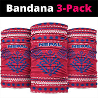 Nepal Christmas Neck Gaiter with Red-Blue Design, National Emblem, and Snowflake Motif - Wonder Print Shop