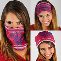 Nepal Christmas Neck Gaiter with Red-Blue Design, National Emblem, and Snowflake Motif - Wonder Print Shop