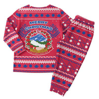 Nepal Christmas Pajama Set with Red-Blue Design, National Emblem, and Snowflake Motif - Wonder Print Shop