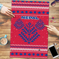 Nepal Christmas Puzzle with Red-Blue Design, National Emblem, and Snowflake Motif - Wonder Print Shop