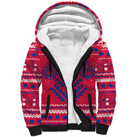 Nepal Christmas Sherpa Hoodie with Red-Blue Design, National Emblem, and Snowflake Motif - Wonder Print Shop