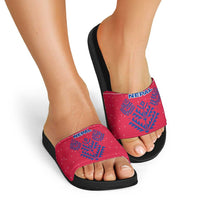 Nepal Christmas Slide Sandals with Red-Blue Design, National Emblem, and Snowflake Motif - Wonder Print Shop